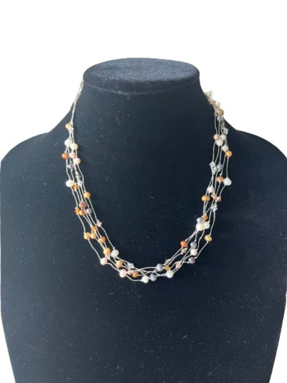 Pearl Multi-Strand Illusion Collar Necklace - EUC
